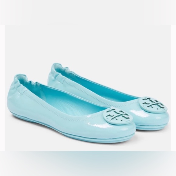 Tory Burch Shoes - Tory Burch MINNIE TRAVEL BALLET FLAT Leather Island Blue Sz 7.5